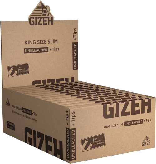 GIZEH UNBLEACHED King Size Slim + Tips | ab 3. Packungen