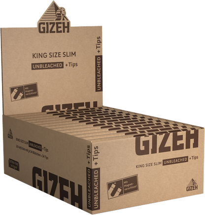 GIZEH UNBLEACHED King Size Slim + Tips | ab 3. Packungen