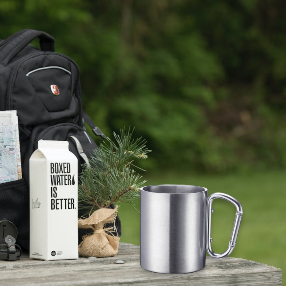 Edelstahltasse mit Karabinergriff