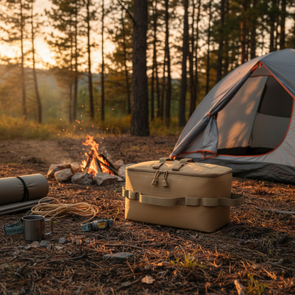 Camping Aufbewahrungstasche Detailansicht mit flexiblen Trennfächern