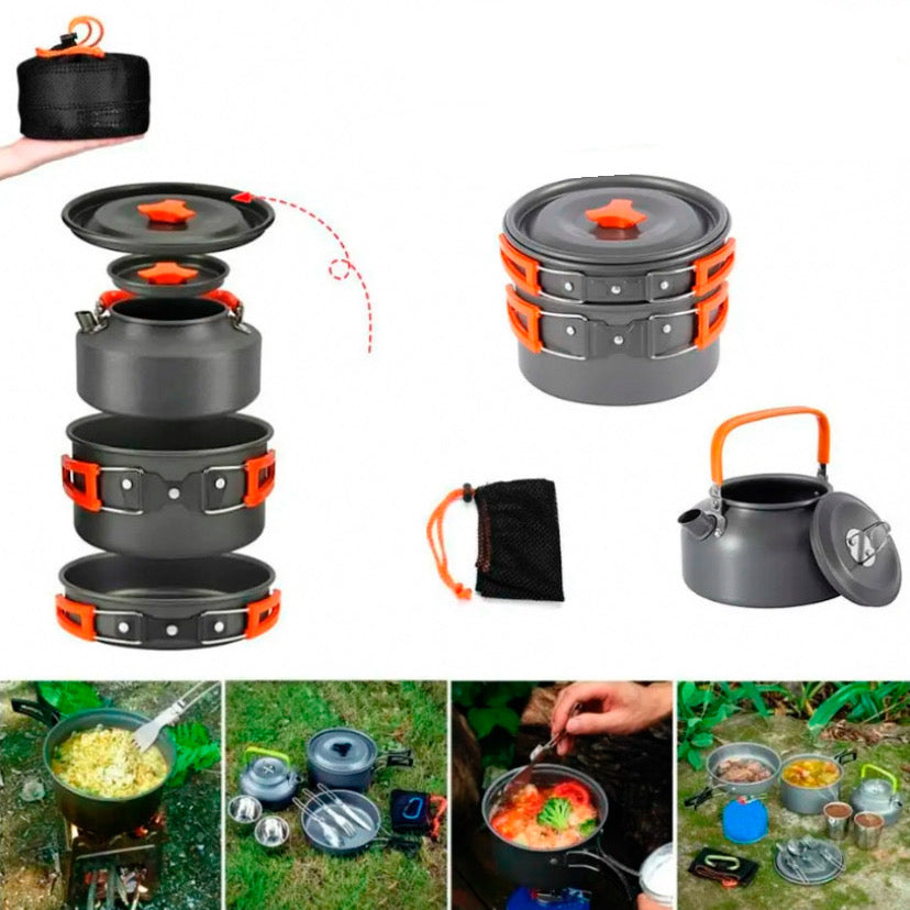 Camping 4er-Kochset 8 Teilig