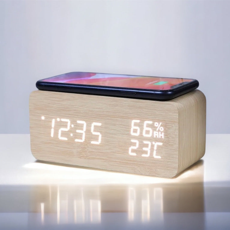 QI Digitaler Wecker QI Ladegerät für Iphone Samsung Tischuhr